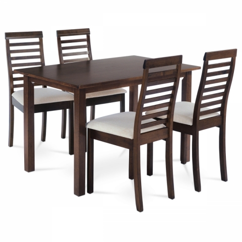 Jídelní set pro 4 osoby 4 židle a stůl 120x75 ořech masiv AUT-4000 WAL