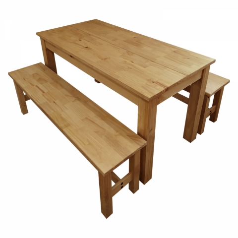 Jídelní set masiv stůl 140x70 + 2 lavice Corona 2 vosk 11662