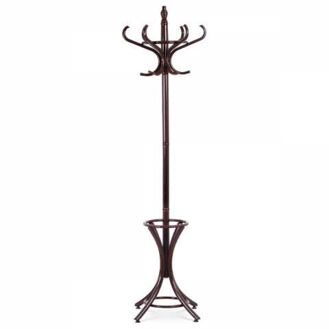 Dřevěný stojanový věšák, tmavě hnědý lak, 186 cm, F-2059 BR 